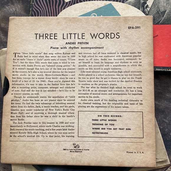 Vtg 45 rpm records ANDRE PREVIN by request three little words decor or vinyl art - Picture 4 of 9